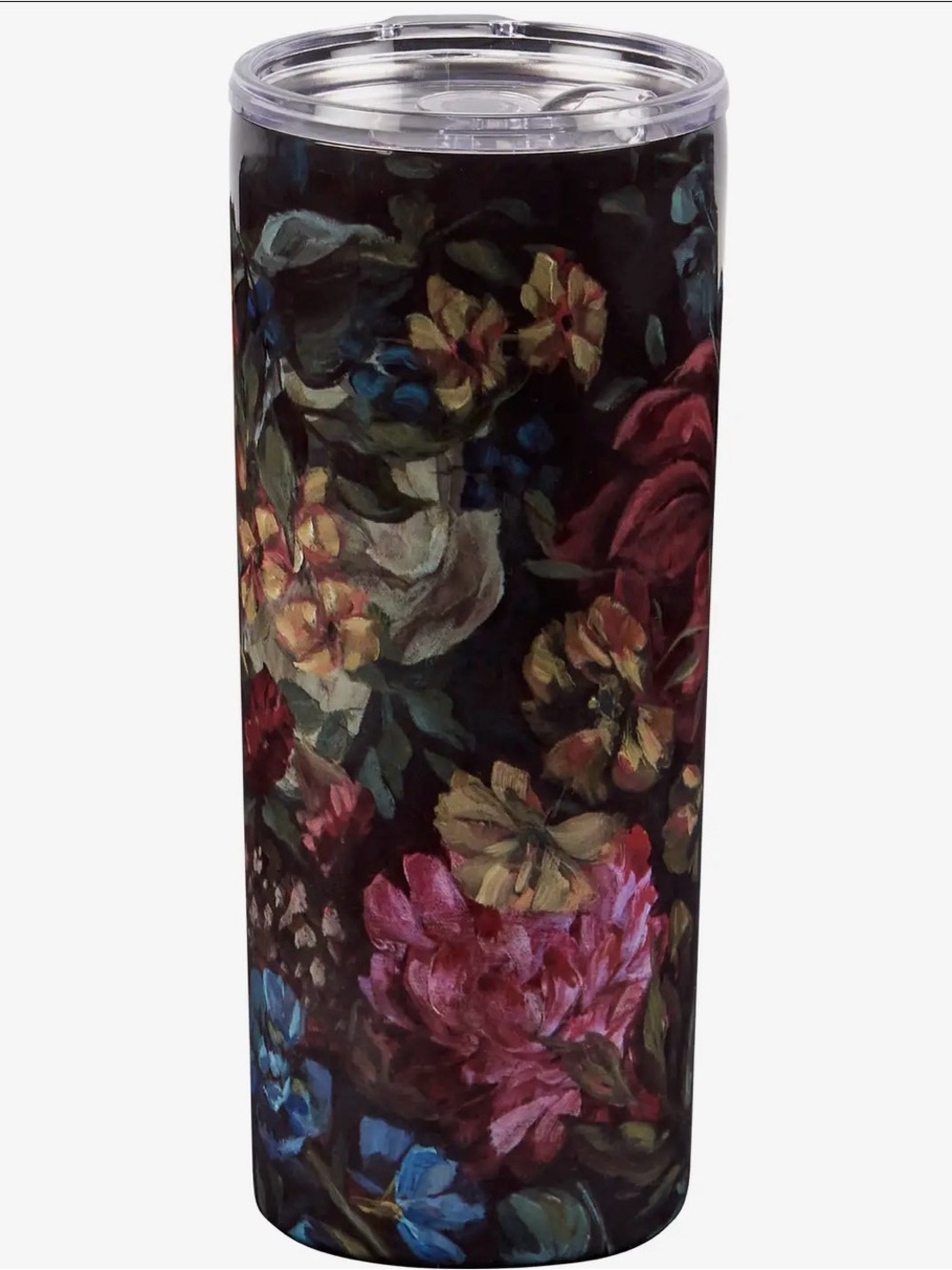Floral Dark Bloom Stainless Tumbler - Black Floral